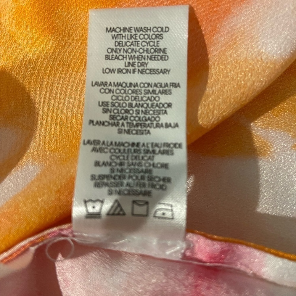 Calvin Klein Tie Dyed Button Down Blouse Size Medium Pink and Orange - Picture 8 of 12